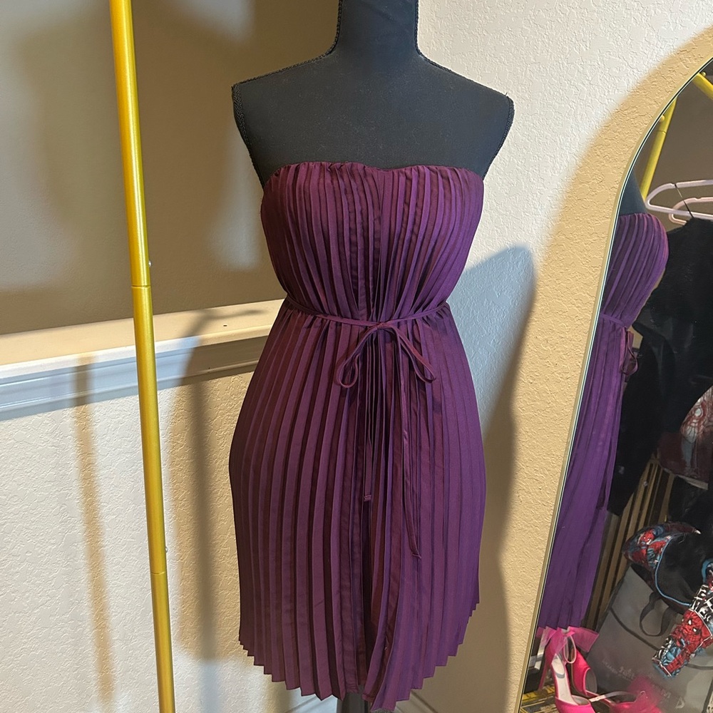 Express Deep Purple Pleated Midi Dress